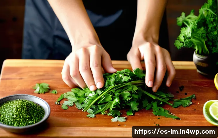 아시아 vs 중동 향신료 블렌드의 차이점 - **Prompt:** A close-up, high-angle shot of a chef's (or home cook's) hands, respectfully gloved, met...